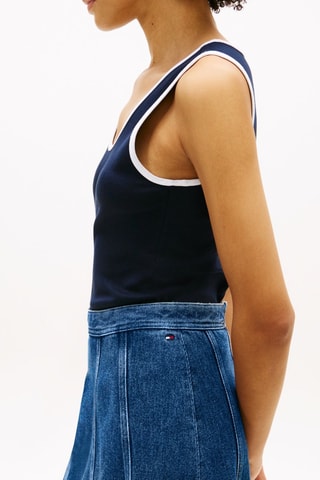 Jupe midi en jean taille haute - Bleu foncé