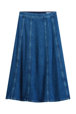 Jupe midi en jean taille haute - Bleu foncé