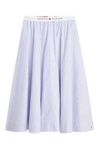 Jupe droite en coton biologique - Ciel et blanc