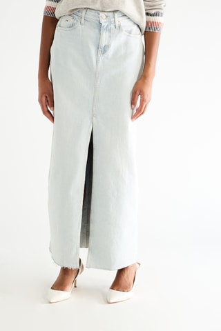 Jupe longue en jean taille haute - Bleu clair