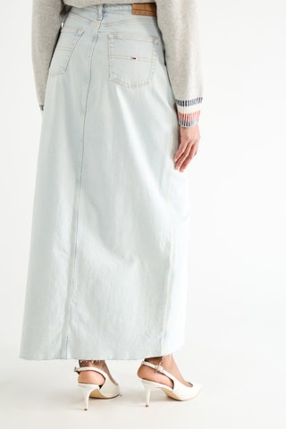 Jupe longue en jean taille haute - Bleu clair