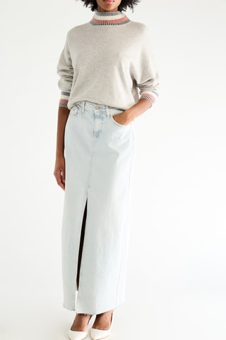 Jupe longue en jean taille haute - Bleu clair