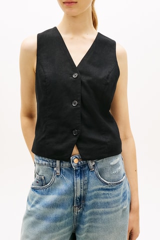 Gilet de costume en lin biologique - Noir