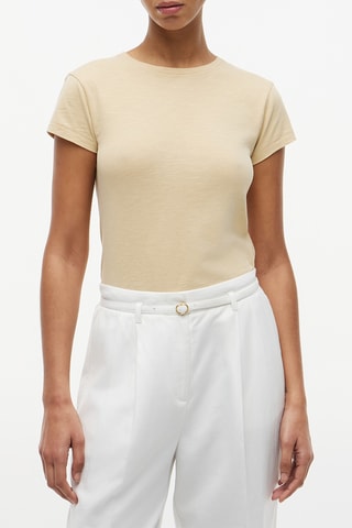 T-shirt slim en coton biologique - Beige