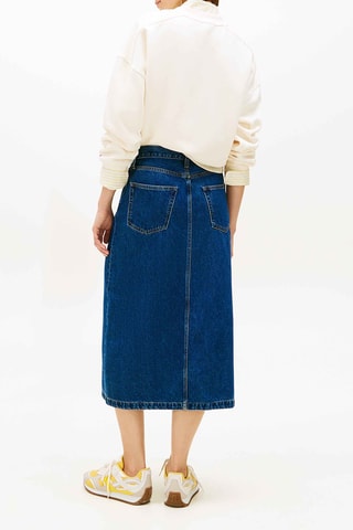 Jupe midi en jean taille haute - Bleu cobalt