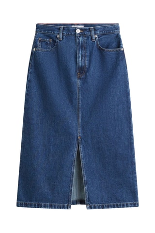 Jupe midi en jean taille haute - Bleu cobalt