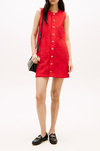 Robe droite en jean - Rouge