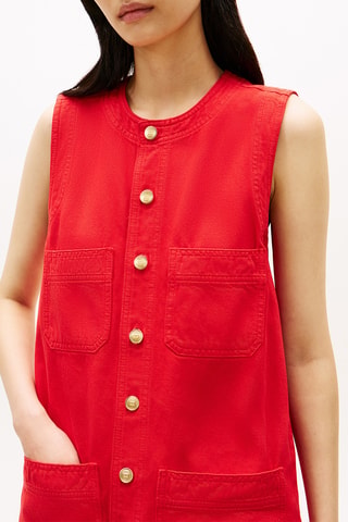 Robe droite en jean - Rouge
