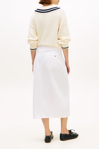 Jupe midi en jean - Blanc