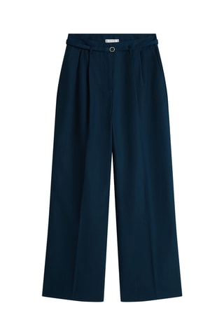 Pantalon regular en lin - Bleu marine