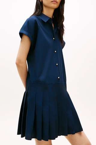 Robe plissée en coton biologique - Bleu marine