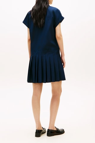 Robe plissée en coton biologique - Bleu marine