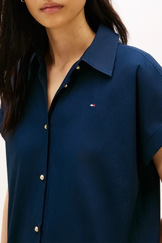 Robe plissée en coton biologique - Bleu marine