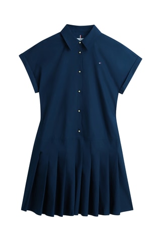 Robe plissée en coton biologique - Bleu marine