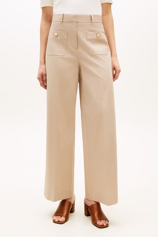 Pantalon wide legs en coton biologique - Beige