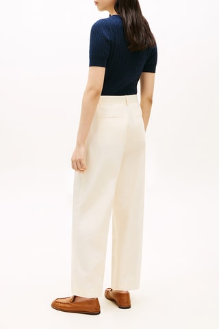 Pantalon regular en coton biologique - Beige