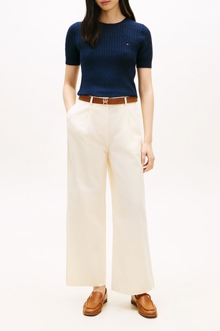 Pantalon regular en coton biologique - Beige