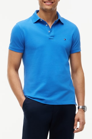 Polo slim en coton biologique - Bleu cobalt