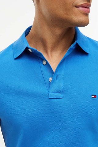 Polo slim en coton biologique - Bleu cobalt