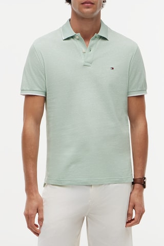 Polo regular en coton biologique et lin - Vert d'eau