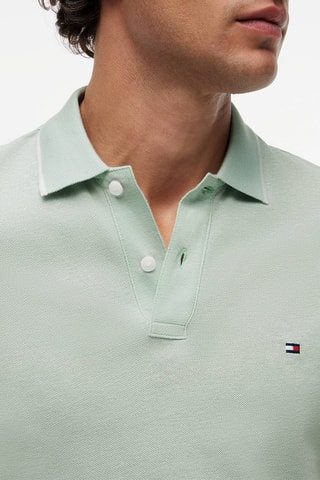 Polo regular en coton biologique et lin - Vert d'eau