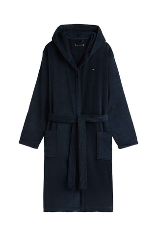 Peignoir à capuche en coton biologique - Bleu marine
