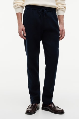 Chino en lin - Bleu marine