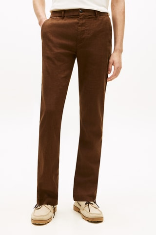 Chino regular en lin - Marron