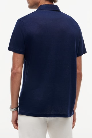 Polo regular en lin - Bleu marine