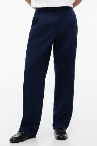 Pantalon regular en laine - Bleu marine