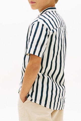 Chemise en lin - Bleu nuit et blanc
