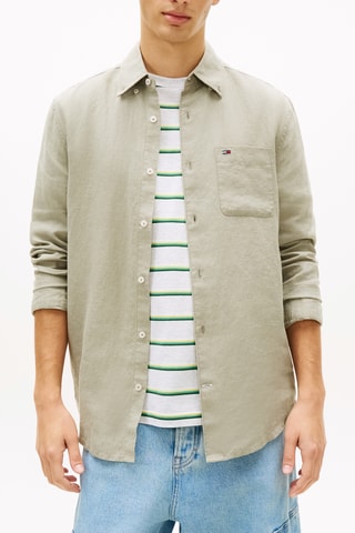 Chemise regular en lin - Vert olive