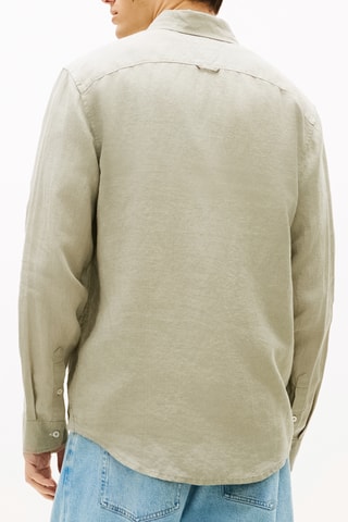 Chemise regular en lin - Vert olive