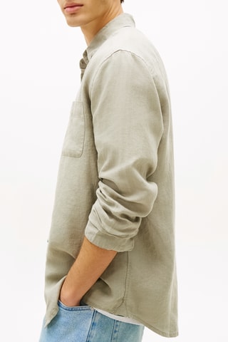Chemise regular en lin - Vert olive