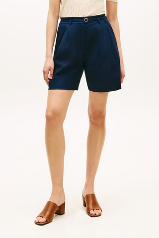 Short wide legs en lin - Bleu marine
