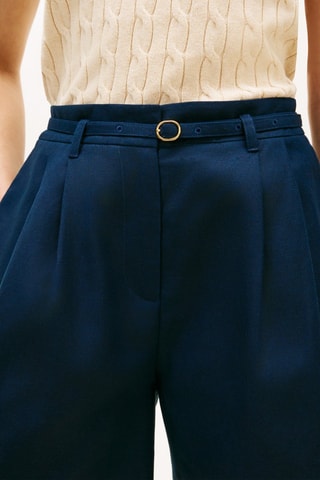 Short wide legs en lin - Bleu marine