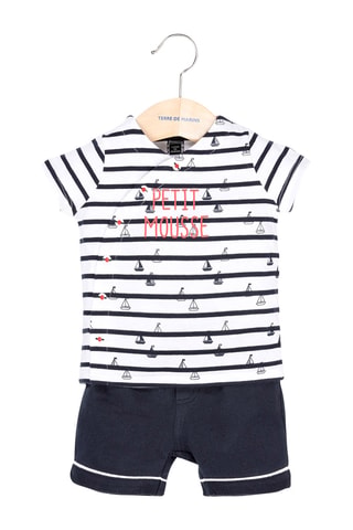 T-shirt e shorts - Bianco e navy