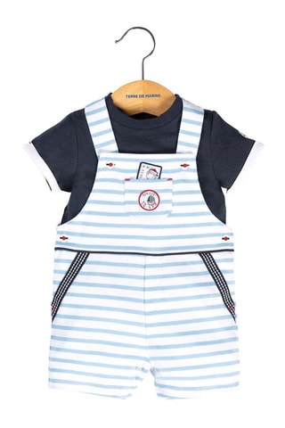 Salopette corta e t-shirt - Blu