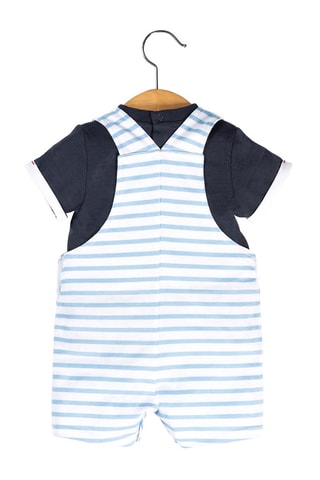 Salopette corta e t-shirt - Blu