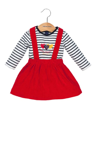 Set abito salopette e T-shirt - Rosso