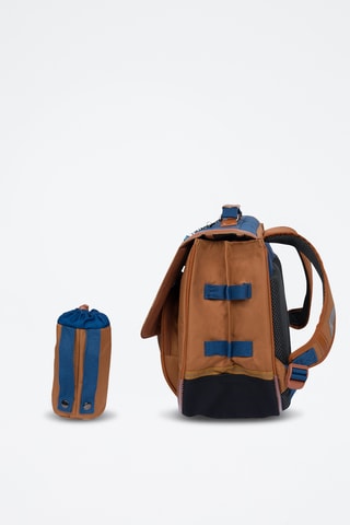 Schooltas Nils - Kobaltblauw en Camel