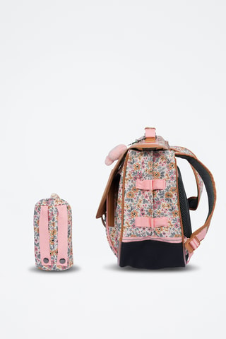 Cartable Héloïse - Marron clair et rose
