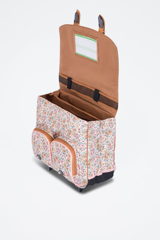 Cartable à roulettes Héloïse - Marron clair et rose
