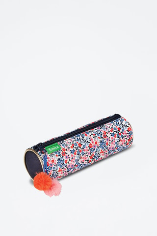 Trousse ronde Antonia - Bleu marine et blanc
