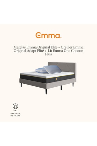 Matelas Emma Original Elite, lit One Cocoon Plus et 2 oreillers Original Adapt Elite