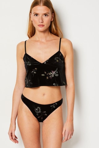 Tanga in velluto Magique - Nero