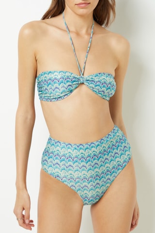 Slip bikini a vita alta - Azzurro e verde acqua