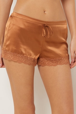 Shorts in seta - Marrone