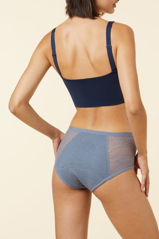 Slip mestruale a vita alta Tila - Flusso medio - Blu-grigio