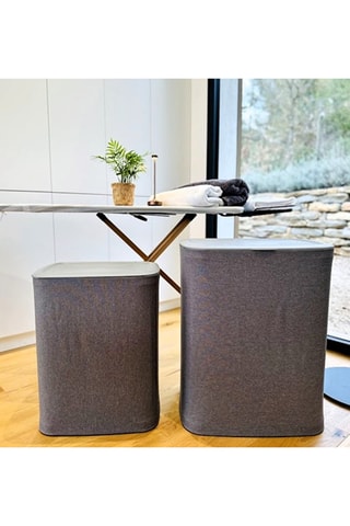 Cesto pieghevole per bucato con separatore - 50 l - Grigio